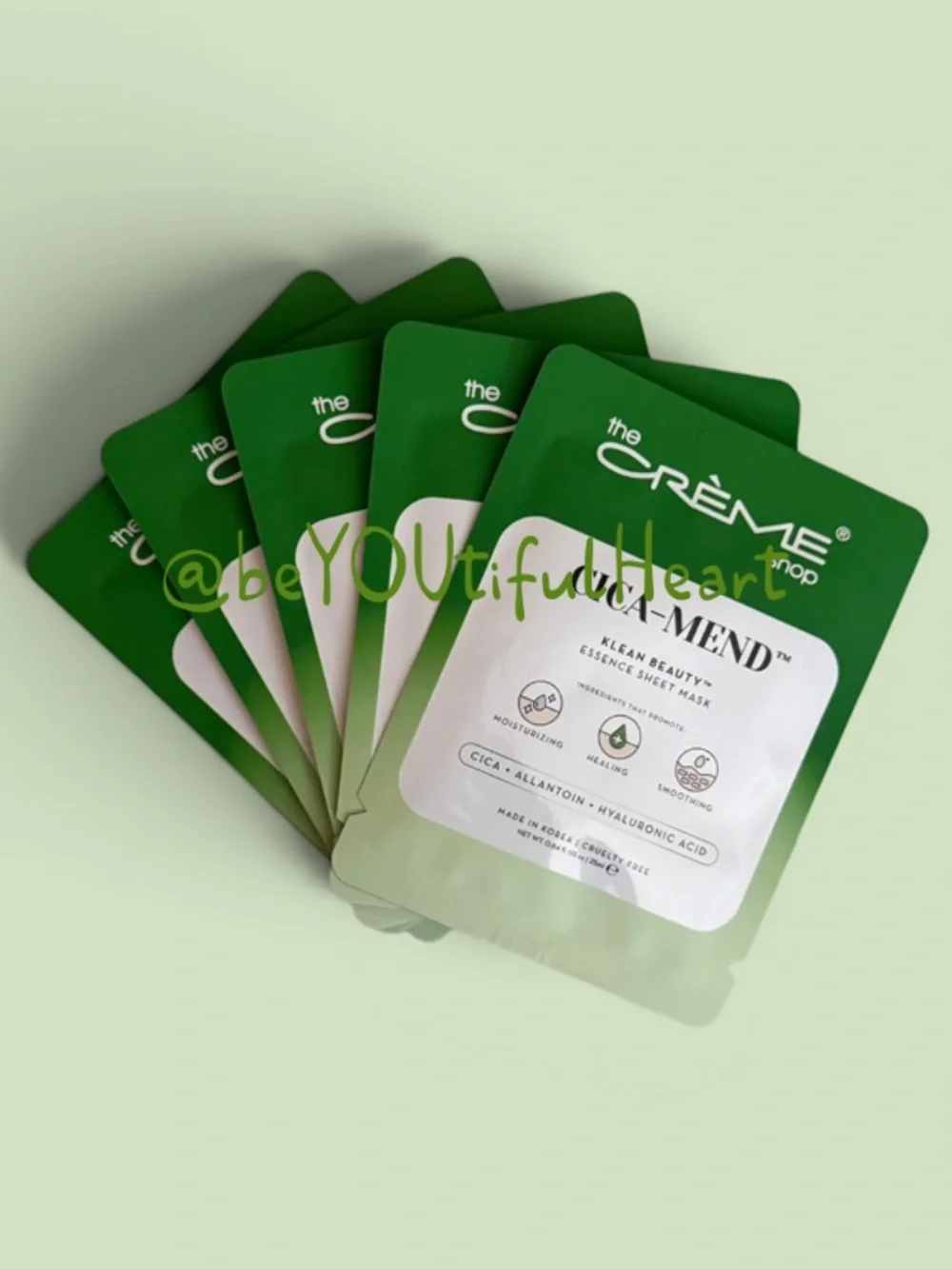 THE CRÈME SHOP Cica-Mend Klean Beauty Essence Sheet Masks 5 Pack Soothes Skin
